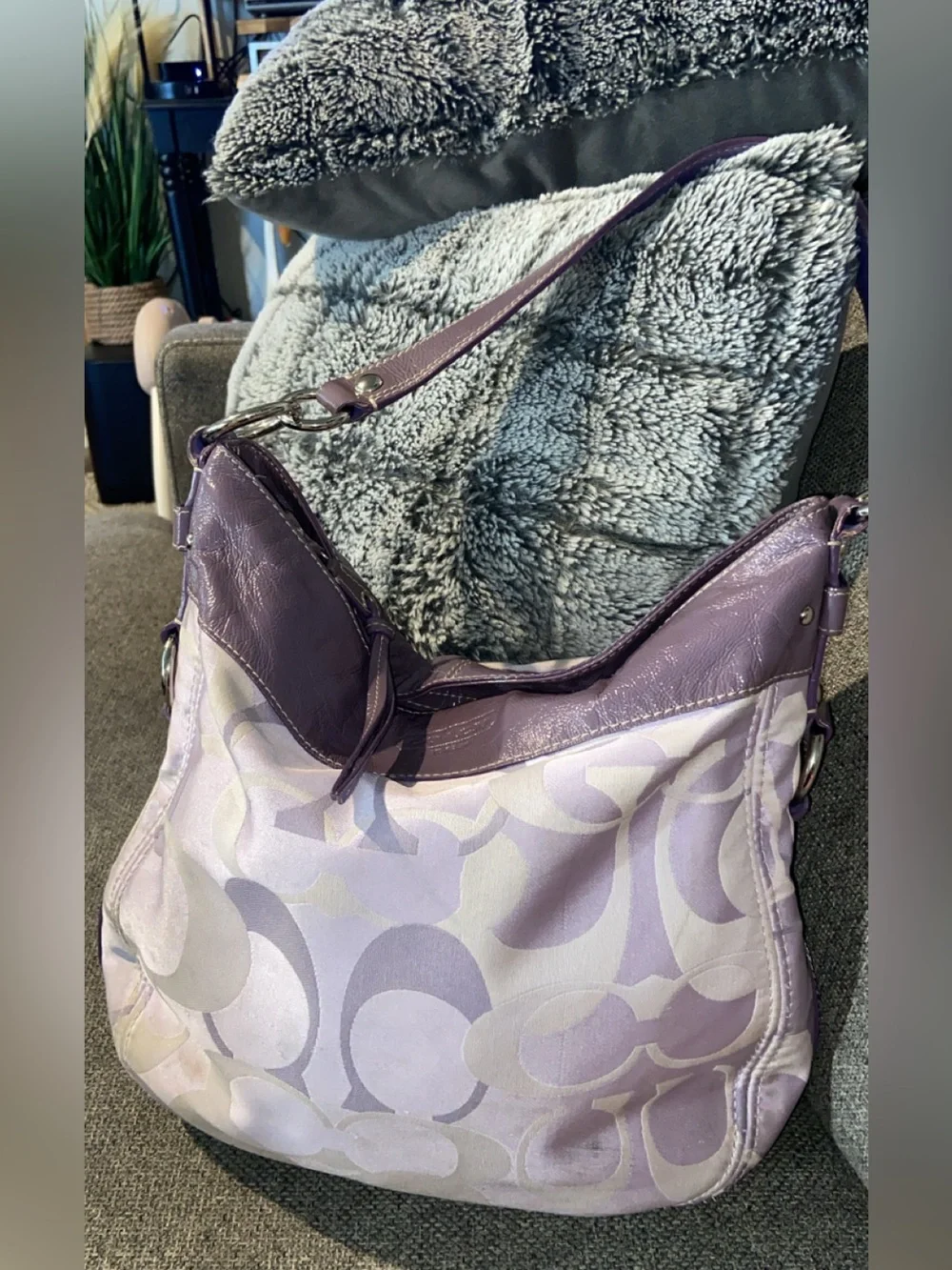Lavender Patterned Shoulder Bag